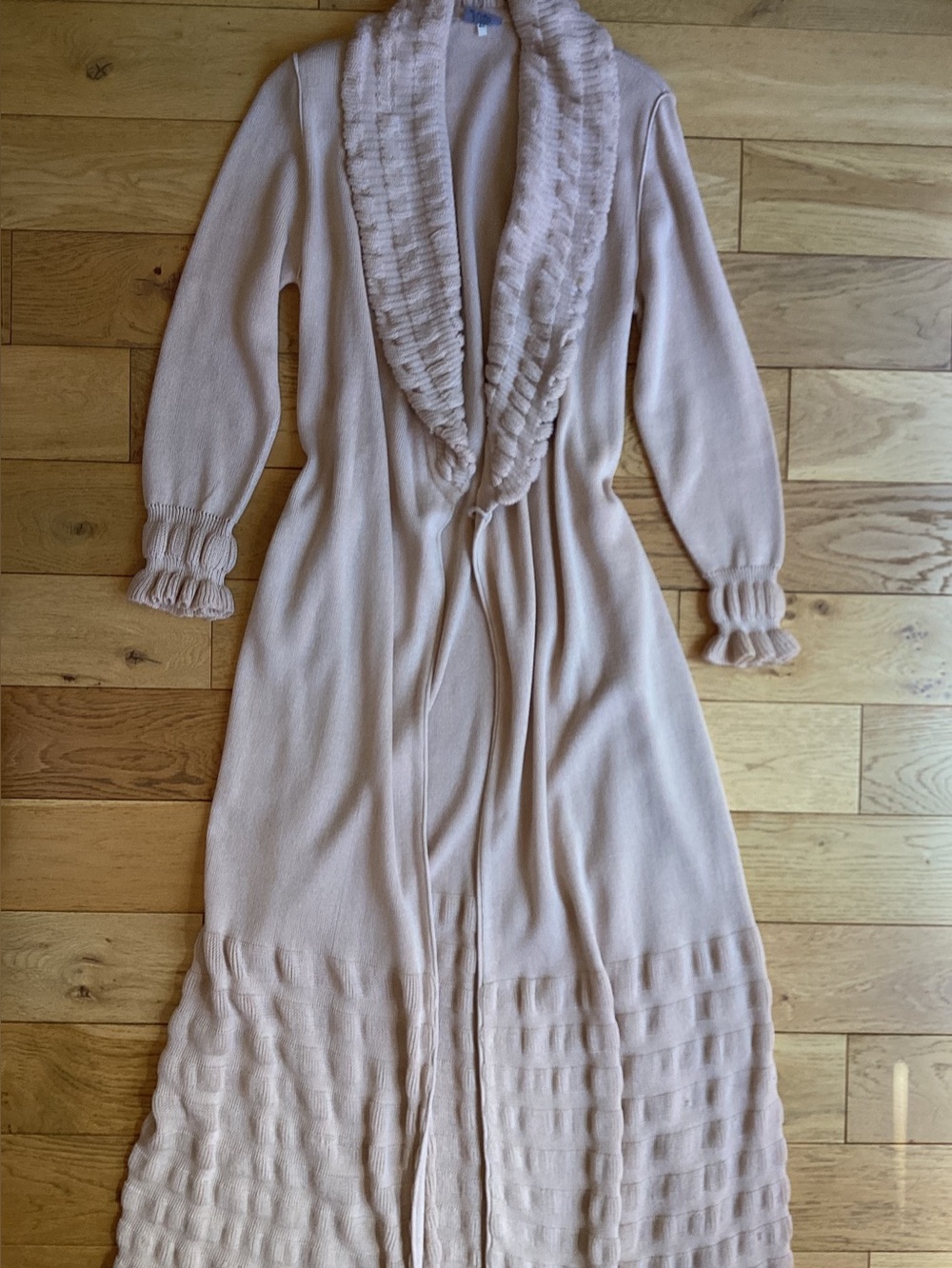 Vintage floor length one-of-kind cream sweater cardigan - Picture 2 of 7